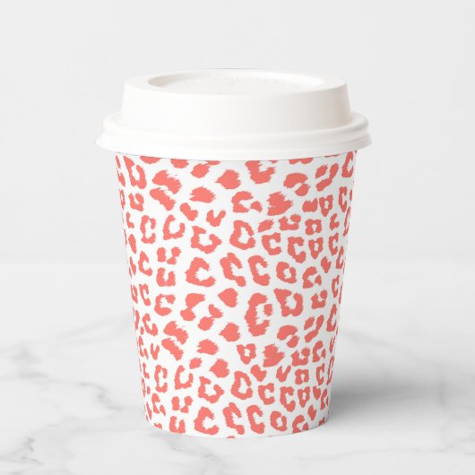 Coral Leopard Print Pappbecher (Links)