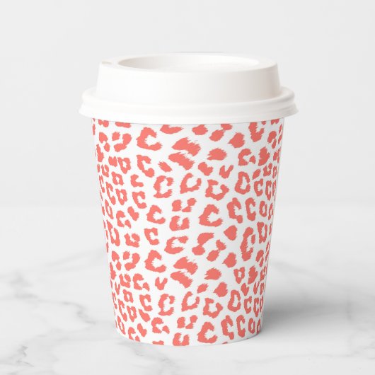 Coral Leopard Print Pappbecher (Rückseite)