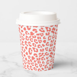 Coral Leopard Print Pappbecher