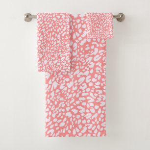 Coral Leopard Print Pattern Badhandtuch Set