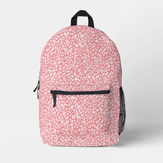 Coral Leopard Print Pattern Bedruckter Rucksack (Vorderseite)