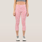 Coral Leopard Print Pattern Capri Leggings (Vorderseite)
