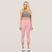 Coral Leopard Print Pattern Capri Leggings (Vorderseite)