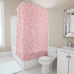 Coral Leopard Print Pattern Duschvorhang