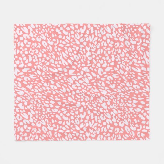 Coral Leopard Print Pattern Fleecedecke (Vorderseite (Horizontal))