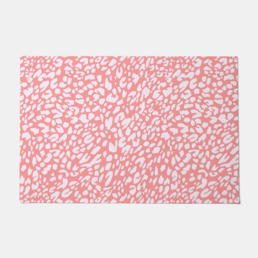 Coral Leopard Print Pattern Fußmatte (Vorderseite)