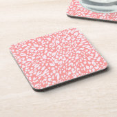 Coral Leopard Print Pattern Getränkeuntersetzer (Linke Seite)