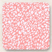 Coral Leopard Print Pattern Getränkeuntersetzer (Vorderseite)