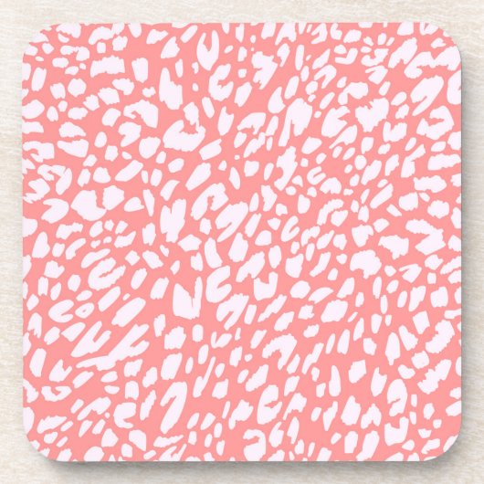 Coral Leopard Print Pattern Getränkeuntersetzer (Vorderseite)