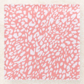 Coral Leopard Print Pattern Glasuntersetzer (Vorderseite)