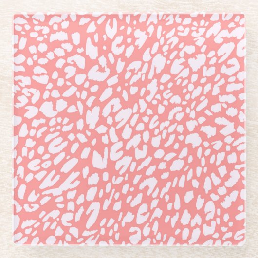 Coral Leopard Print Pattern Glasuntersetzer (Vorderseite)
