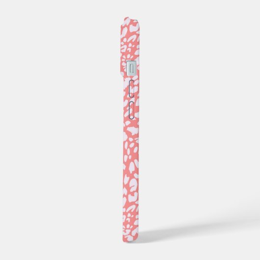 Coral Leopard Print Pattern iPhone 15 Hülle (Linke Seite)