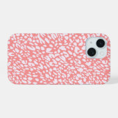 Coral Leopard Print Pattern iPhone 15 Hülle (Rückseite (Horizontal))