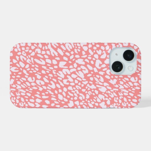 Coral Leopard Print Pattern iPhone 15 Hülle (Rückseite (Horizontal))