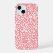 Coral Leopard Print Pattern iPhone 15 Hülle (Rückseite)