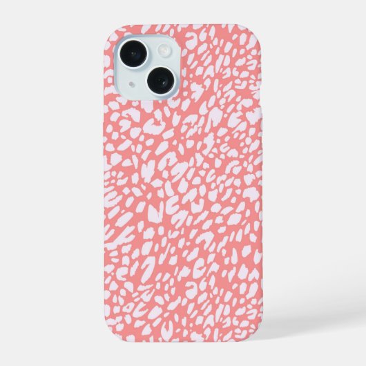 Coral Leopard Print Pattern iPhone 15 Hülle (Rückseite)