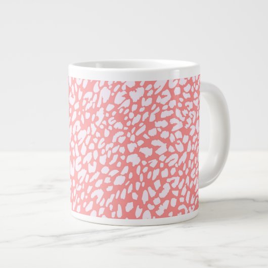 Coral Leopard Print Pattern Jumbo-Tasse (Vorderseite Rechts)