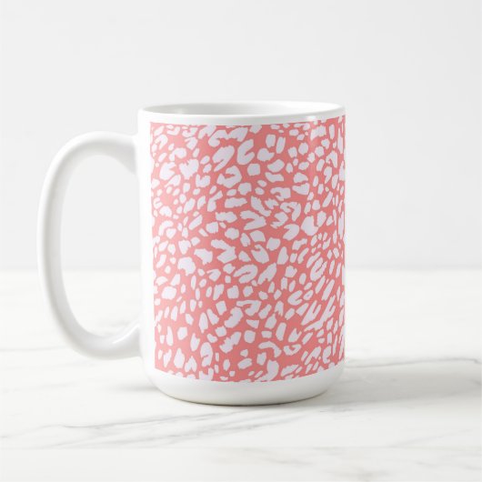 Coral Leopard Print Pattern Kaffeetasse (Links)