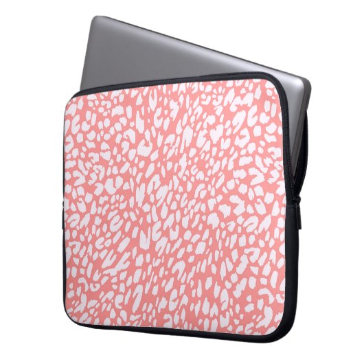 Coral Leopard Print Pattern Laptopschutzhülle (Vorderseite Links)