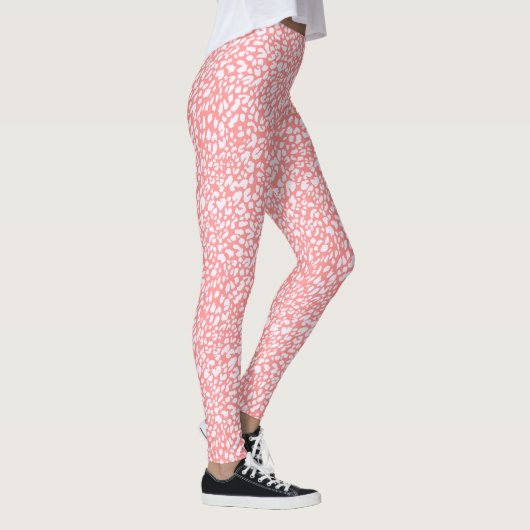 Coral Leopard Print Pattern Leggings (Rechts)