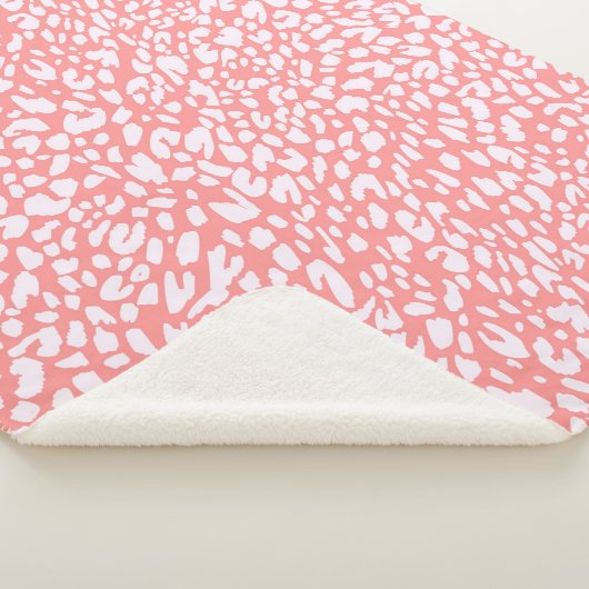 Coral Leopard Print Pattern Sherpadecke (3/4)