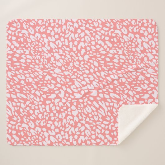Coral Leopard Print Pattern Sherpadecke (Vorderseite (Horizontal))