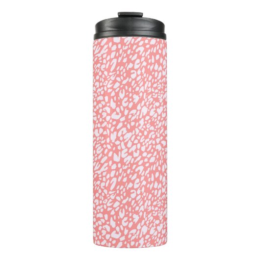 Coral Leopard Print Pattern Thermosbecher (Vorderseite)