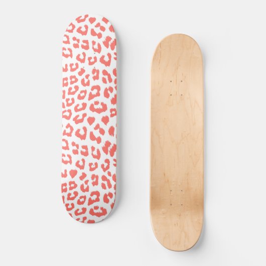Coral Leopard Print Skateboard (Vorderseite)