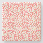 Coral Leopard Print Steinuntersetzer (Vorderseite)