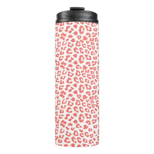 Coral Leopard Print Thermosbecher (Vorderseite)