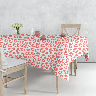 Coral Leopard Print Tischdecke