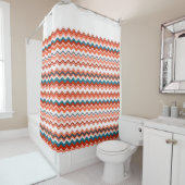 Coral Lmon Orange Blue Wavy Zigzag Muster Duschvorhang (Beispiel)