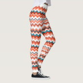 Coral Lmon Orange Blue Wavy Zigzag Muster Leggings (Rechts)