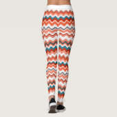 Coral Lmon Orange Blue Wavy Zigzag Muster Leggings (Rückseite)
