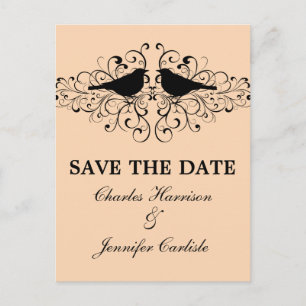 Coral Love Bird Wirbel Save the Date Postkarte