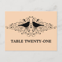 Coral Love Bird Wirbel Tischnummer Postkarte