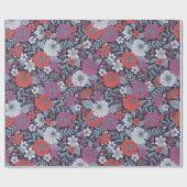 Coral, Magenta & Blue Zinnias Floral Geschenkpapier (Flach)