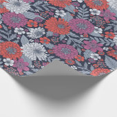 Coral, Magenta & Blue Zinnias Floral Geschenkpapier (Ecke)