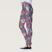 Coral, Magenta & Blue Zinnias Floral Leggings (Links)