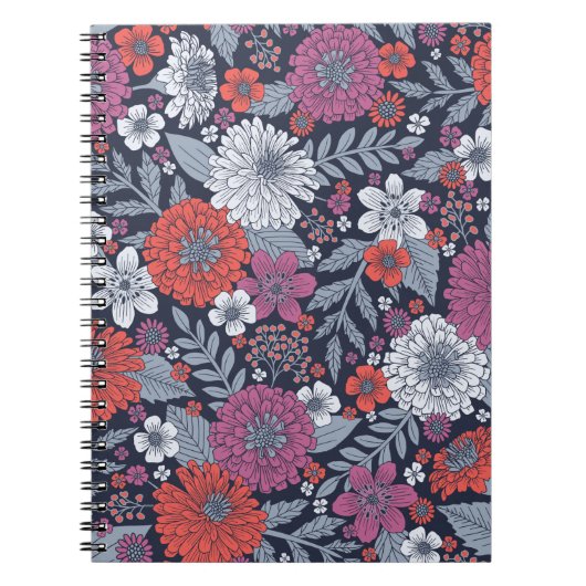 Coral, Magenta & Blue Zinnias Floral Notizblock (Vorderseite)