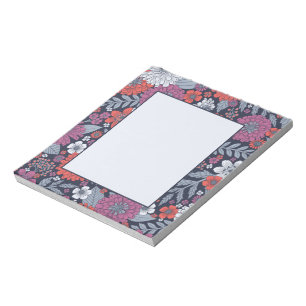 Coral, Magenta & Blue Zinnias Floral Notizblock