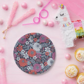 Coral, Magenta & Blue Zinnias Floral Pappteller (Party)