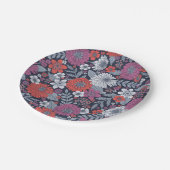 Coral, Magenta & Blue Zinnias Floral Pappteller (Schrägansicht)