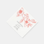 Coral Magnolia Blume Hochzeit blumenreich personal Serviette (Ecke)
