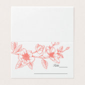 Coral Magnolia Blume Hochzeit Visitenkarten (Außenseite Aufgefaltet)