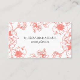 Coral Magnolia Vintag Handgemalte soziale Medien Visitenkarte