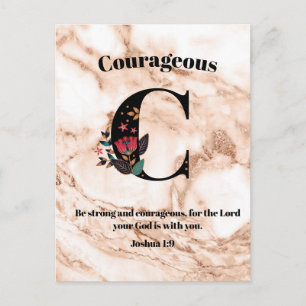 Coral Marble C Monogram Personalisierte Schrift Postkarte