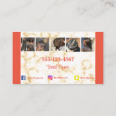 Coral Marble Hair Braiding Business Card Visitenkarte (Rückseite)