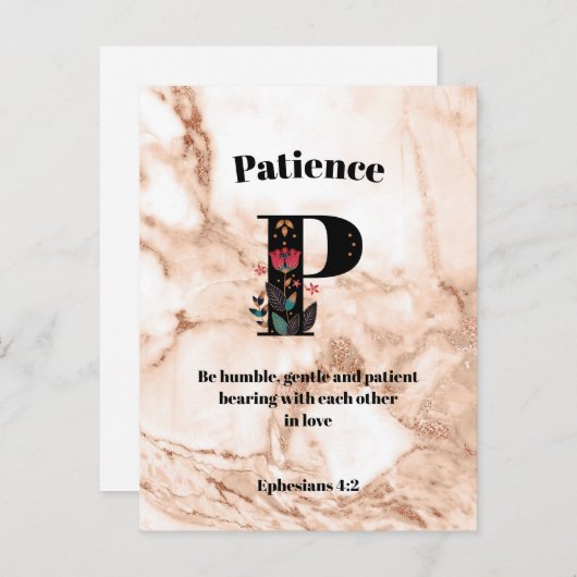 Coral Marble P Monogram Personalisierte Schrift Postkarte (Vorne/Hinten)