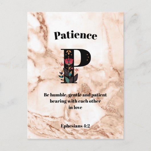 Coral Marble P Monogram Personalisierte Schrift Postkarte (Vorderseite)
